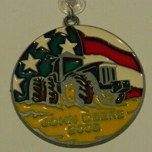 John Deere 2008 Suncatcher Ornament Stained Glass and Suction Hanger